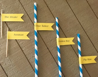Seinfeld Party Flags / Festivus Party  / download + print / SEINFELD Theme Party  { drink flags }