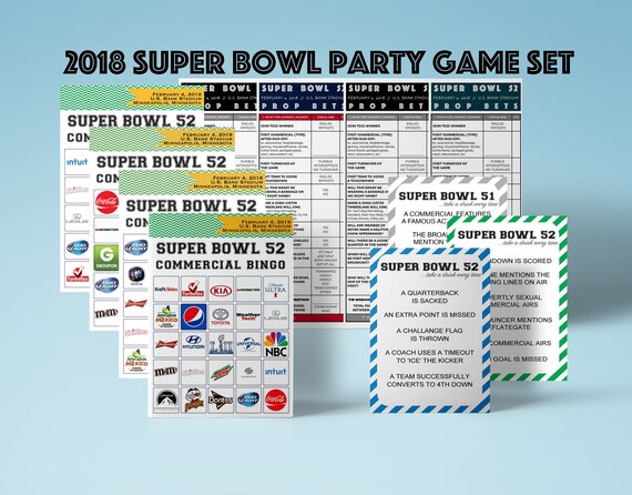 2018 SUPER BOWL Party Game Set Printable // Commercial ...
