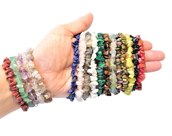 Pierre de lune, amétrine, quartz rose, quartz fumé, lapis-lazuli, grenat, cornaline, hématite, tourmaline Bracelets faits main à plusieurs puces avec cordon extensible