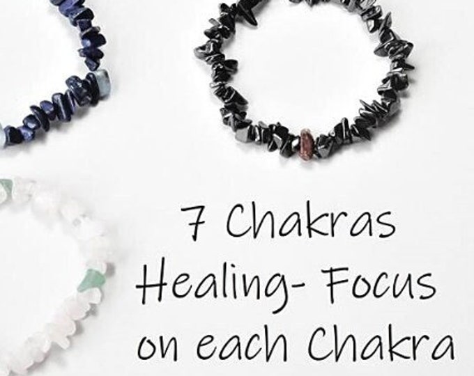 Seven Chakras- Focus On Each Chakra- Multi Gemstone Chip/ Nugget Handmade Beaded Bracelets W/ Stretch Jewelry Cord- Choose Your Size/ Stone
