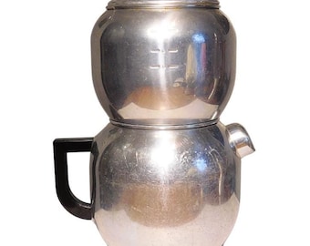 Cafetera de aluminio de goteo rápido West Bend vintage de los años 50 con capacidad para 18 tazas y percoladora para estufa