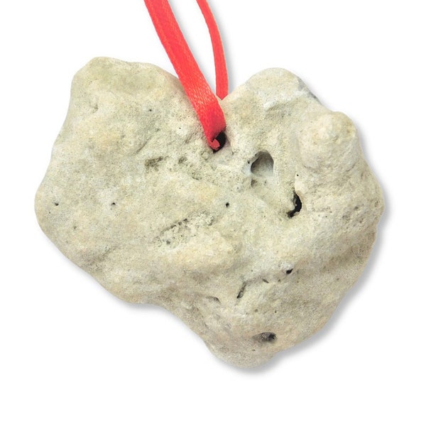 Magical Natural Rough Hag "Fairy" Holey Clay Concretion Heart Shaped Protection/Dream Stone W/Red Ribbon-Window- Doorway To the Fairy Realms