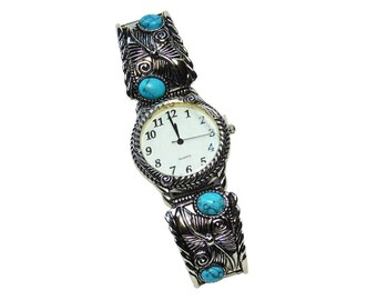 Vintage Avon Oversized Western Style Turquoise Color Accent Watch