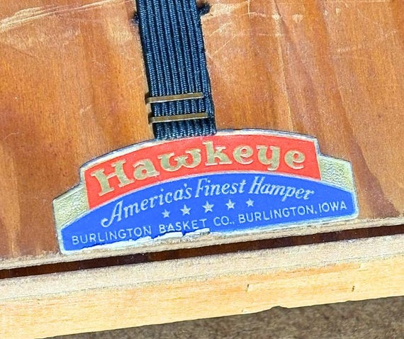 Vintage 1960s Burlington Basket Co. Hawkeye America's Finest Wood
