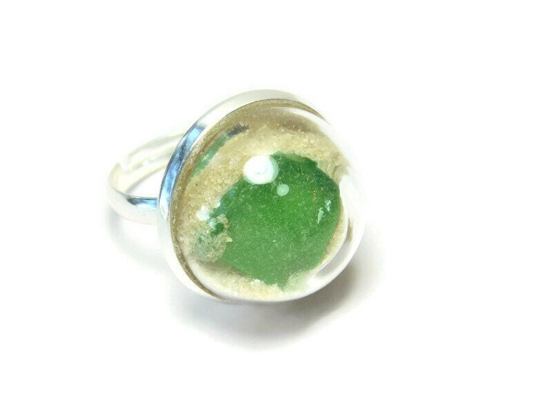 Sea Glass Rings In Silver