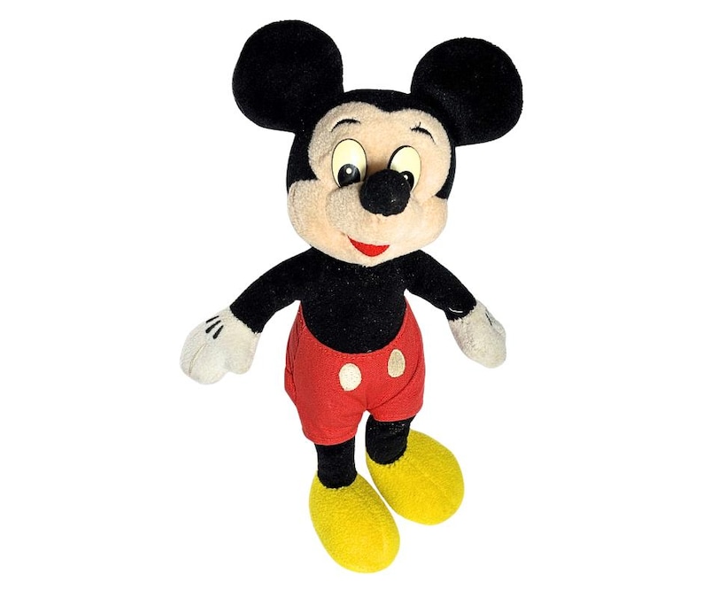 Vintage 1980s Disneyland Soft Mickey Mouse With Plush Nose Plastic Eyes And Red Pants Stuffed Animal Toy- No Tag image 1