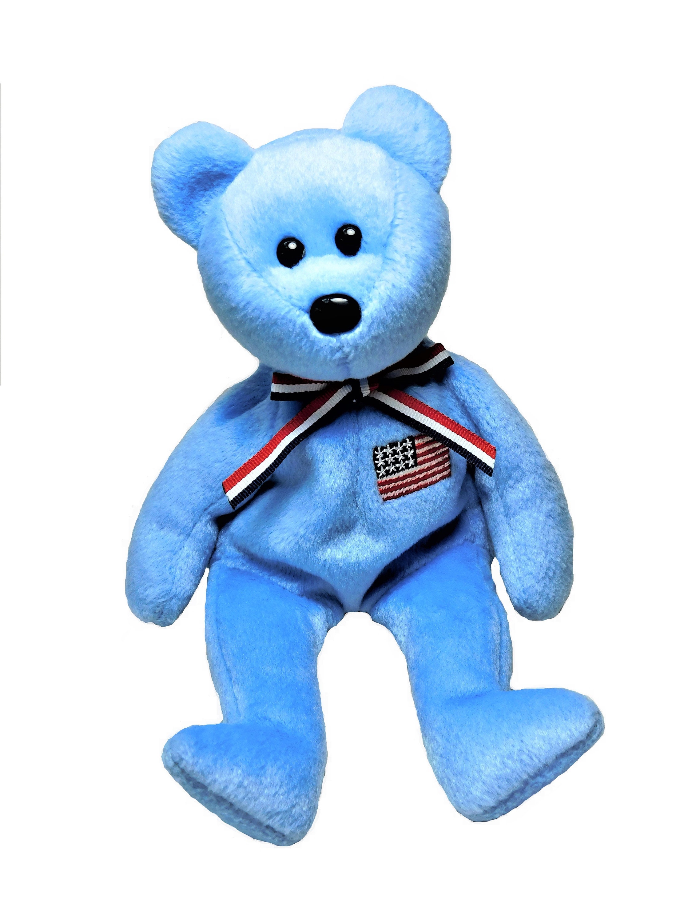 Vintage Retired TY America Beanie Baby- Collectible Patriotic Teddy Bear- Stuffed Animal Toy