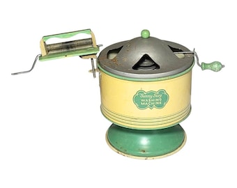 Vintage 1930s Sunny Suzy Wolverine Supply & Manufacturing Co. Hand Crank Washing Machine Tin Litho Toy