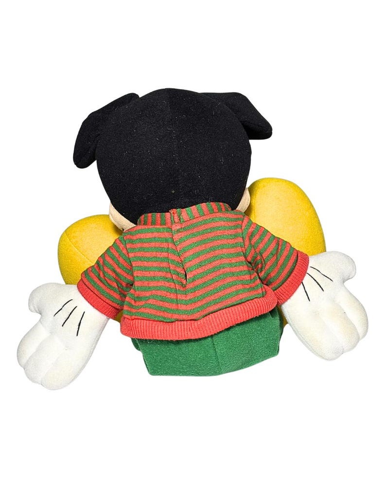 Vintage 1990s Disney Mattel Arcotoys Christmas Mickey Mouse With M SWEATER Stuffed Animal Toy image 3