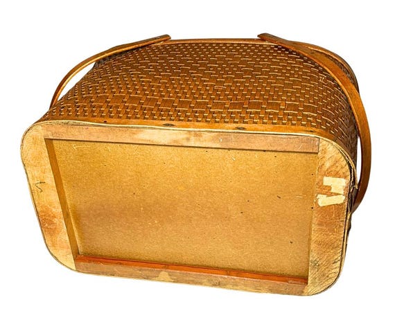 バーリントン ホークアイ ピクニック ビンテージ 1960年代 BUR I8Sq Vintage 1960s Burlington Basket Co. Hawkeye America's Finest Wood