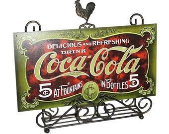 Vintage 1990s Coca Cola "Coke 1900s 5 Cents" Blechschild Halter Nicht Enthalten