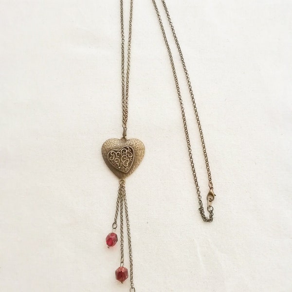 Sautoir pendentif coeur, esprit vintage, idée cadeau St Valentin