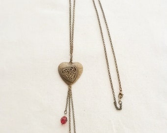 Sautoir pendentif coeur, esprit vintage, idée cadeau St Valentin