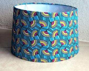 Abat-jour, tissu motifs africain, multicolore, fait main