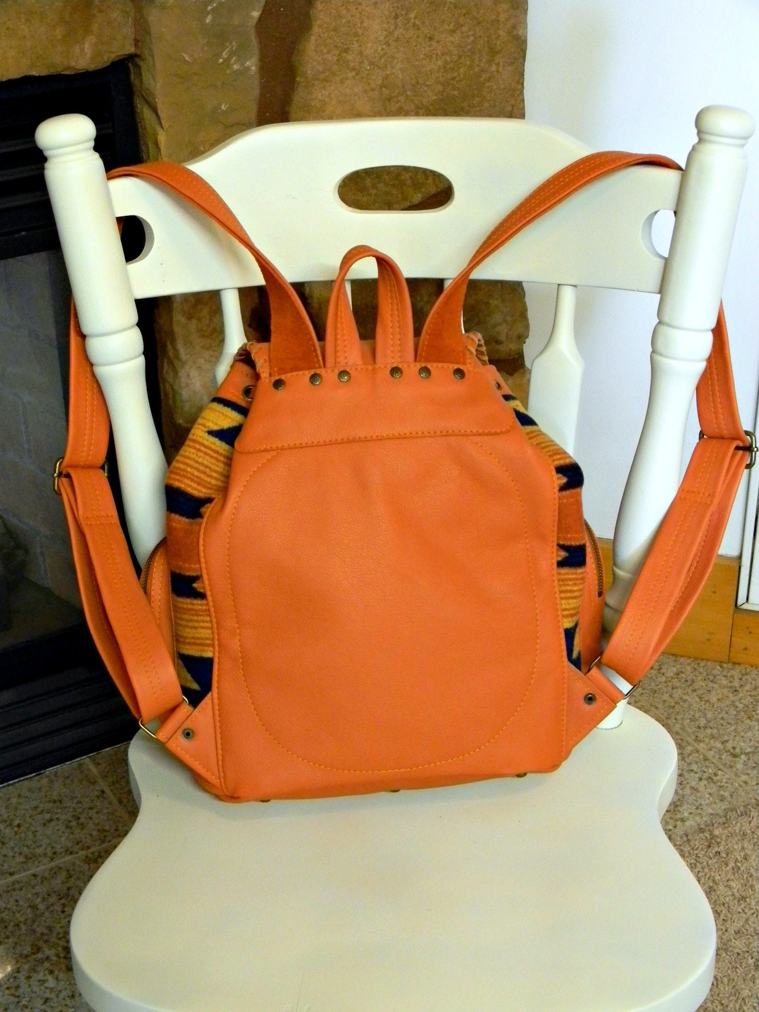 Oregon String Backpack Southwestern Style Leather Drawstring Backpack With Pockets, Oregon ...