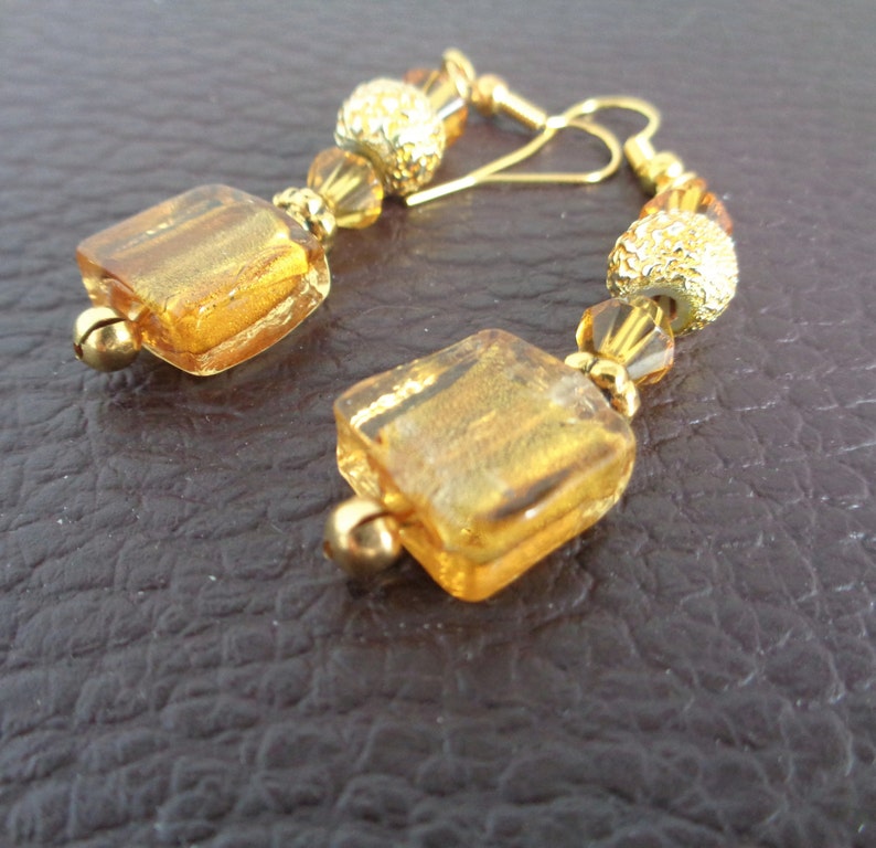 Gold/silver Foil Lampwork Jewelry Set, Beaded Necklace Bracelet and