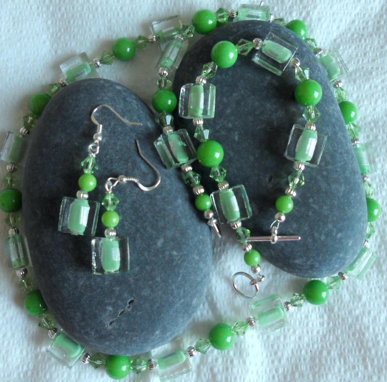 Olive Green Jade Necklace Jade Bracelet Jade Earrings Dyed Jade