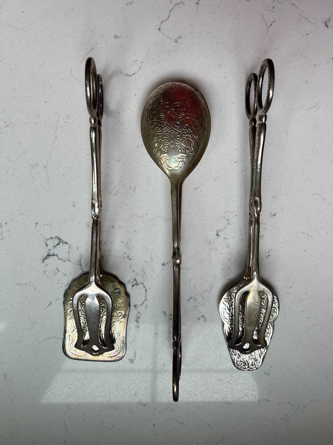 Vintage Serving Tongs Silver Plate Set of Three Estate Item Etsy