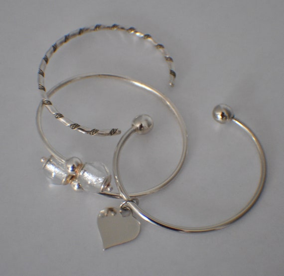 Sterling silver cuff bangles with open applicatio… - image 1