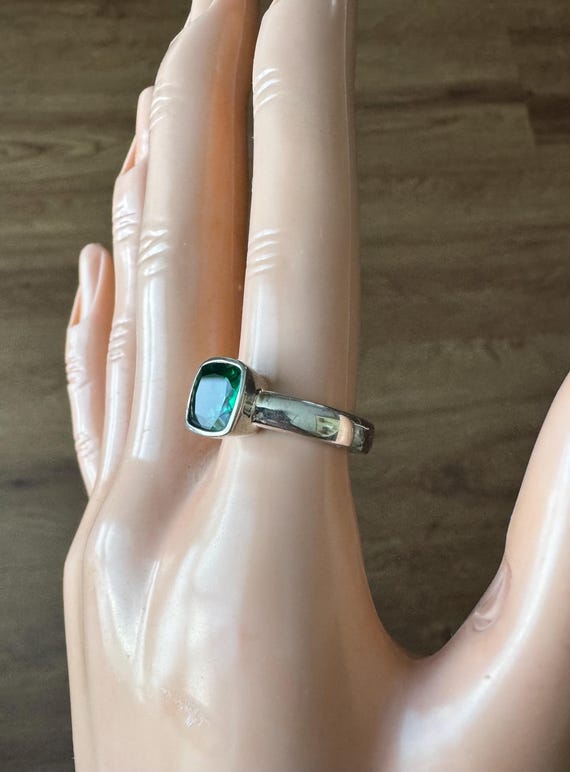 Square gemstone ring, solitaire sterling silver, … - image 2