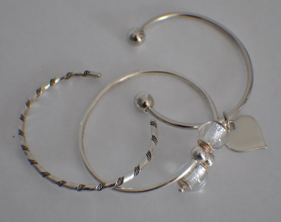 Sterling silver cuff bangles with open applicatio… - image 10