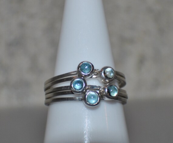 Sz 7 12 Sea Glass Stackable Ring Set Sterling Silver