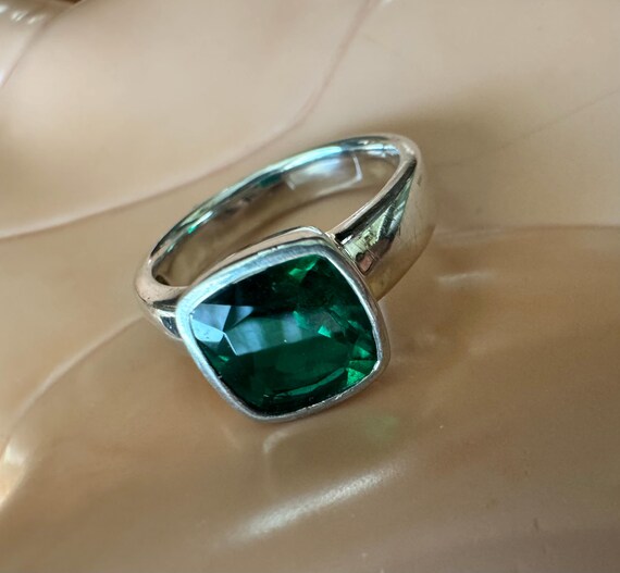 Square gemstone ring, solitaire sterling silver, … - image 7