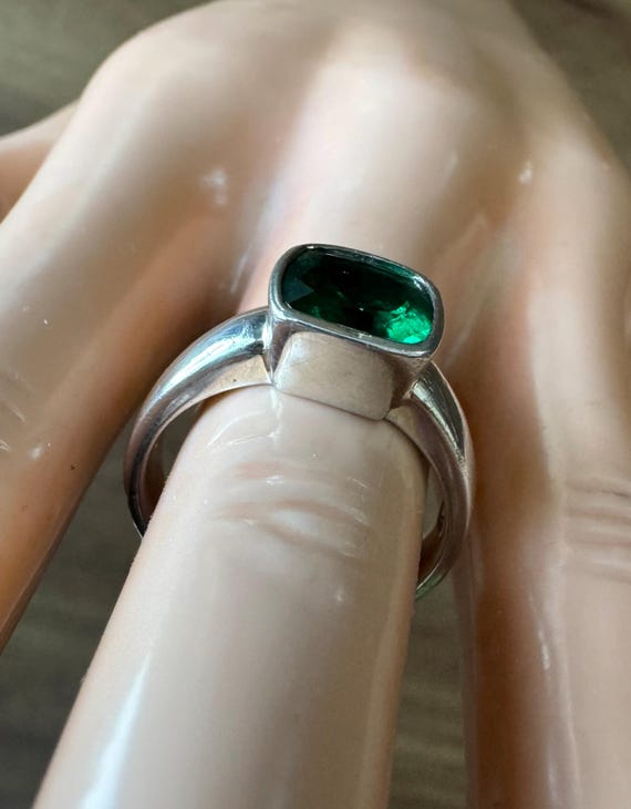 Square gemstone ring, solitaire sterling silver, … - image 6