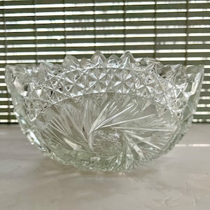 Vintage, American Brilliant Period Hobstar Bowl. Cut Glass. Crystal Bowl. ABP.