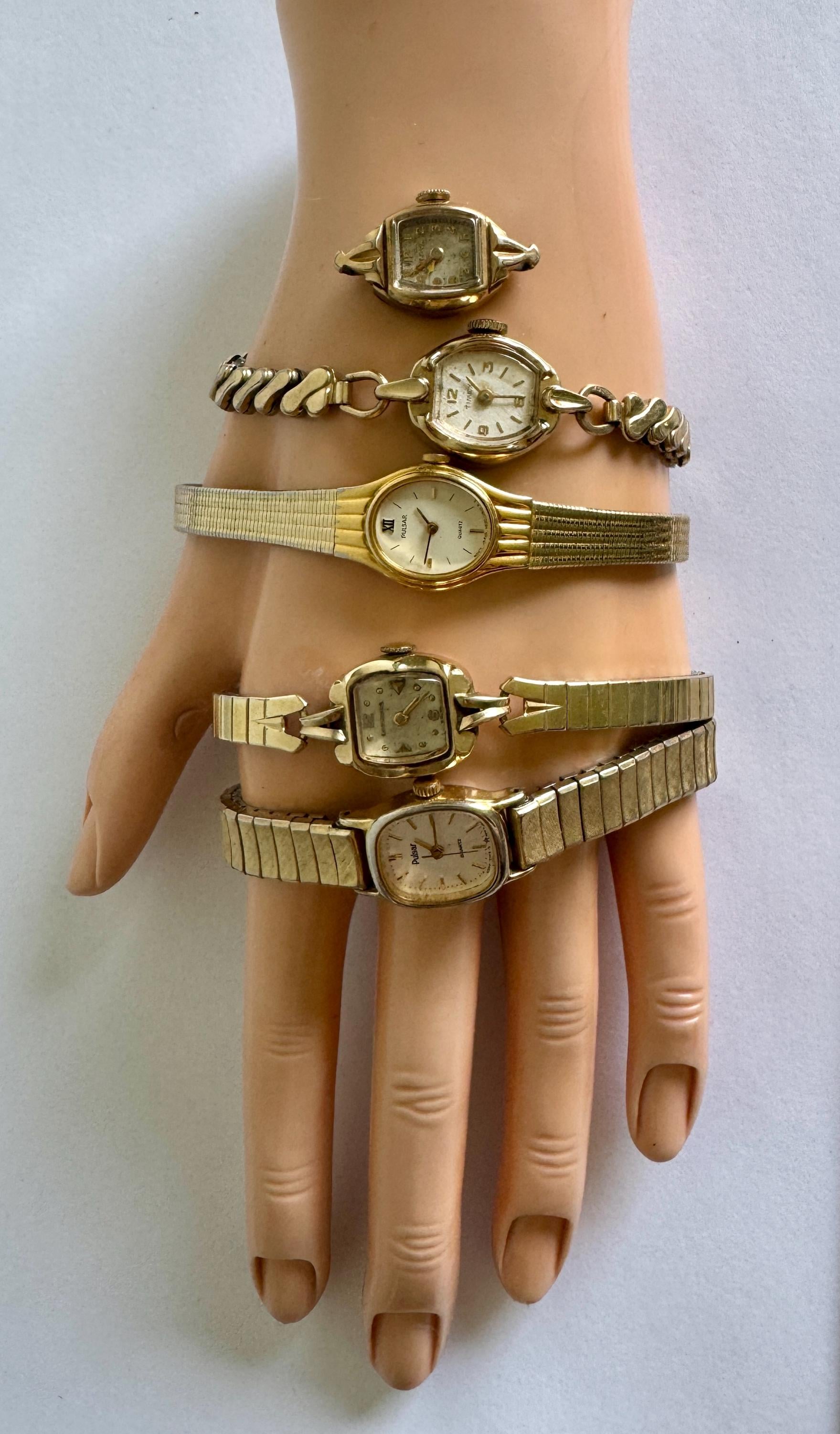 Rare Longines Ladies Cocktail Watch 10K Gold Case + Band 17mm SOLD 1960 Ladies Longines 9k Gold cocktail watch with box  main image 2