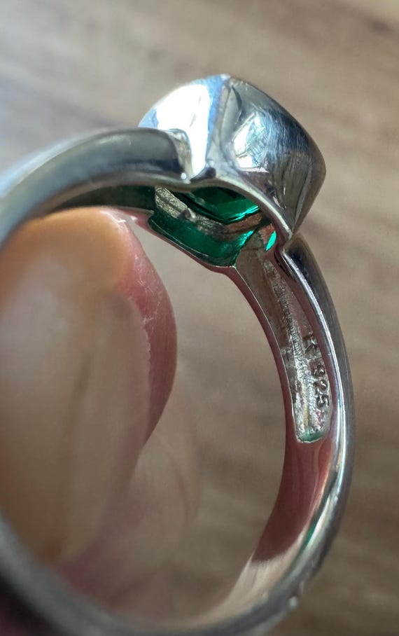 Square gemstone ring, solitaire sterling silver, … - image 8