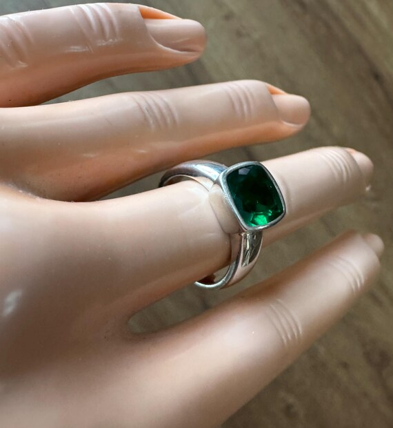 Square gemstone ring, solitaire sterling silver, … - image 4
