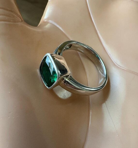 Square gemstone ring, solitaire sterling silver, … - image 3