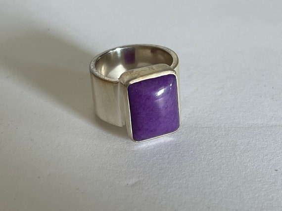 Janice Girardi sterling silver ring, Lavender Jad… - image 1