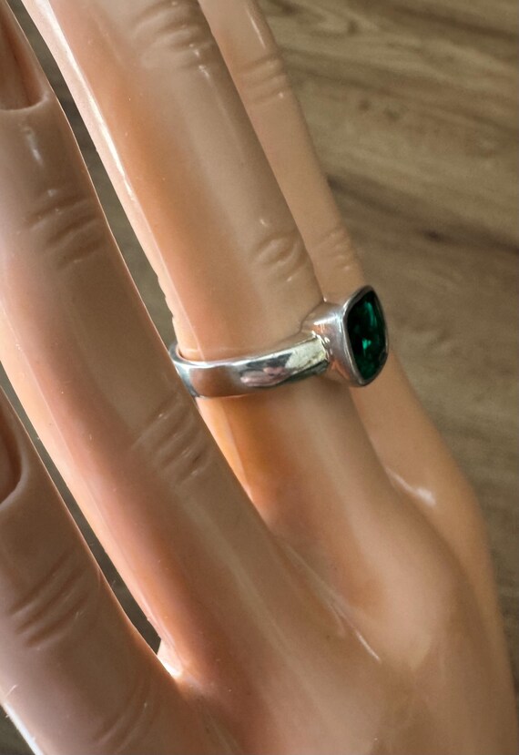 Square gemstone ring, solitaire sterling silver, … - image 5