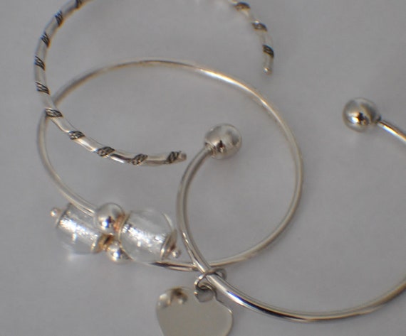 Sterling silver cuff bangles with open applicatio… - image 5