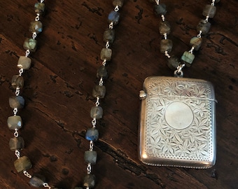 Antique Sterling Vesta Case Necklace 1904