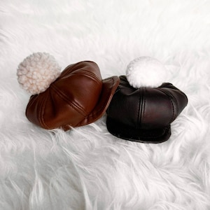 Faux Leather Dog Cat Newsboy Flat Cap,  dog hats, dog caps, baseball hat, sweater cap, men ivy cap, pet accessories, dog hoodies, bakers hat