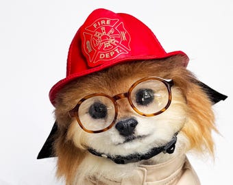 Dog Firefighter Helmet Costume| Fire Dept Pet hat Photo Prop | Halloween Fireman outfit  prop | Department Maltese Cross Pet Costumes
