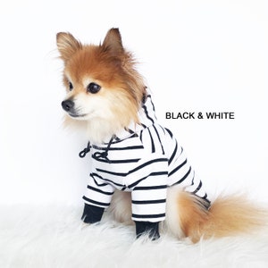 Navy Black Red striped Hoodie, Dog hoodie, Cute Dog clothes, Pet clothes, Fashion for dogs puppies, puppy tshirt, pup pullover, tops for dog Black & White Stripe