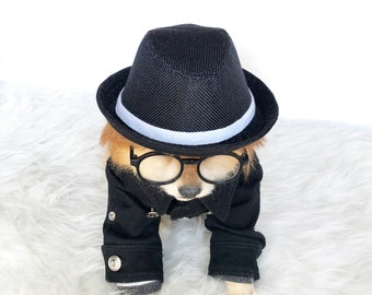 Black Fedora for DOGS, CATS! dog hats, dog caps, summer hat, cowboy hat, sun visor hat, sun hat, pet accessories, dog hoodies, dog outfit
