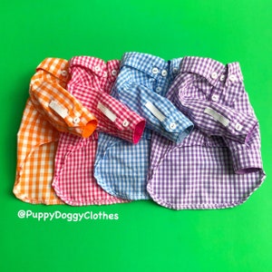 Dog Gingham Button Down Shirts, preppy shirts, puppy dress shirt, dog wedding, dogs tuxedo, formal pet clothes, dog boy shirts, dog clothes