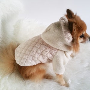 Handmade Dog Beige coats, puppy clothes, pet hoodies, small dogs outerwears, luxury dog jacket,cute puppy hoodie,winter outer wear for t-cup image 1