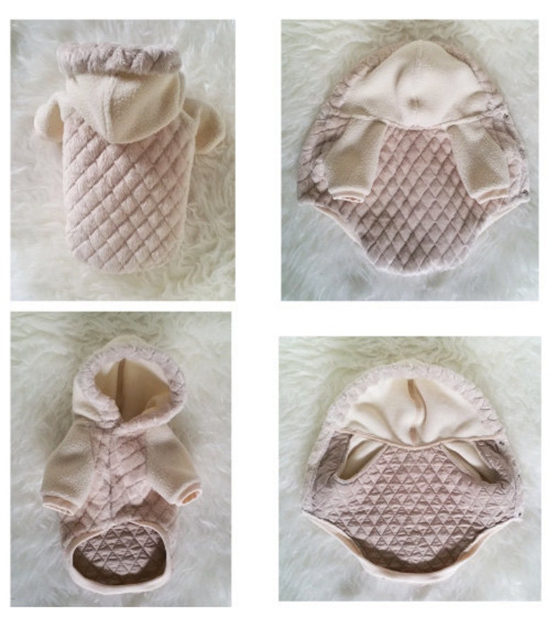 Handmade Dog Beige coats, puppy clothes, pet hoodies, small dogs outerwears, luxury dog jacket,cute puppy hoodie,winter outer wear for t-cup image 2