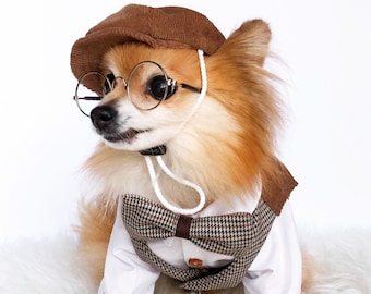 Dog Brown check Suit Vest