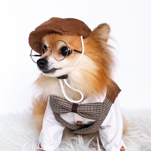 Dog Suit Vest, check buttondown vest, puppy dress shirt, dog wedding, dogs tuxedo, formal pet waistcoat, dog shirts, dog clothes, puppy suit