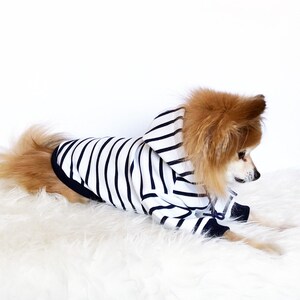 Navy Black Red striped Hoodie, Dog hoodie, Cute Dog clothes, Pet clothes, Fashion for dogs puppies, puppy tshirt, pup pullover, tops for dog image 2