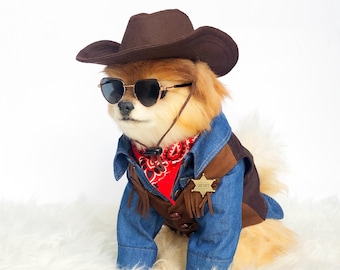 Dog Cowboy Fringe Vest, Faux suede western style waist coat, pet Halloween costumes outfit, puppy buttondown sheriff sleeveless jacket