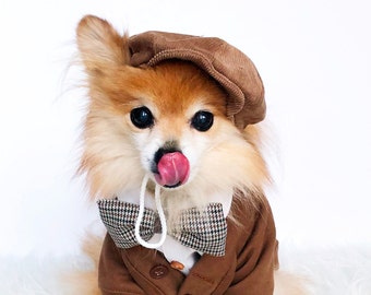 Dogs Newsboy Cap & bowtie