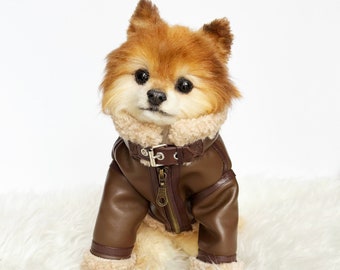 Brown Faux Leather Rider Jacket, puppy clothes, pet hoodies, small dogs jumpers, luxury dog jackets, puppy coats, winter sweater, dog hoodie